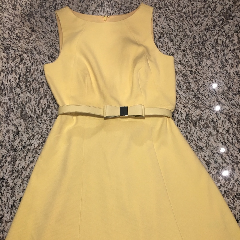 The Limited A Line Dress Yellow Bow Belt